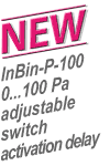 NEW: Binary industrial differential pressure switch InBin-P-100 with adjustable switch activation delay, for low pressure from 0-100 Pa